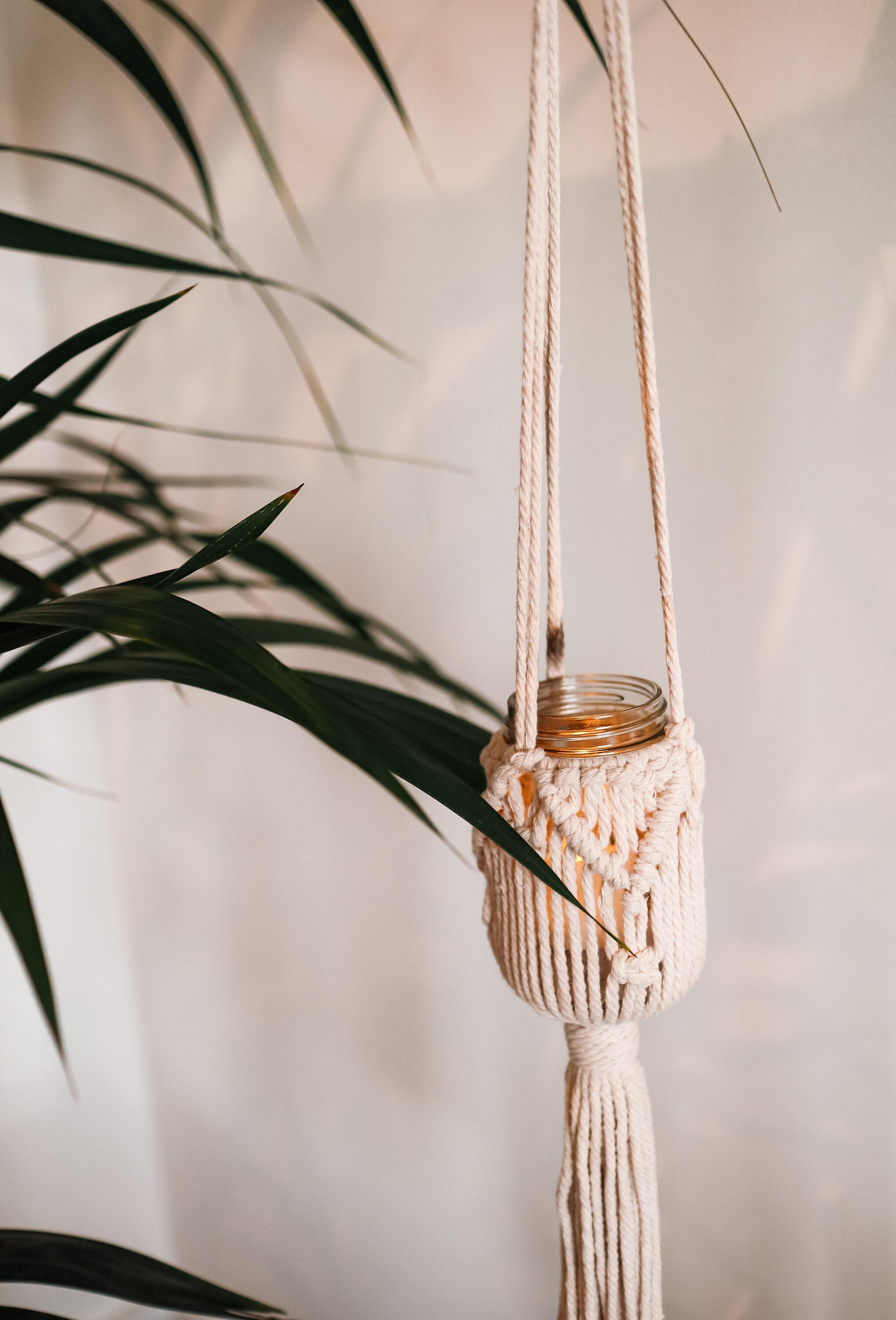 Macrame hanging tea light candle holder tealighters Boho Etsy