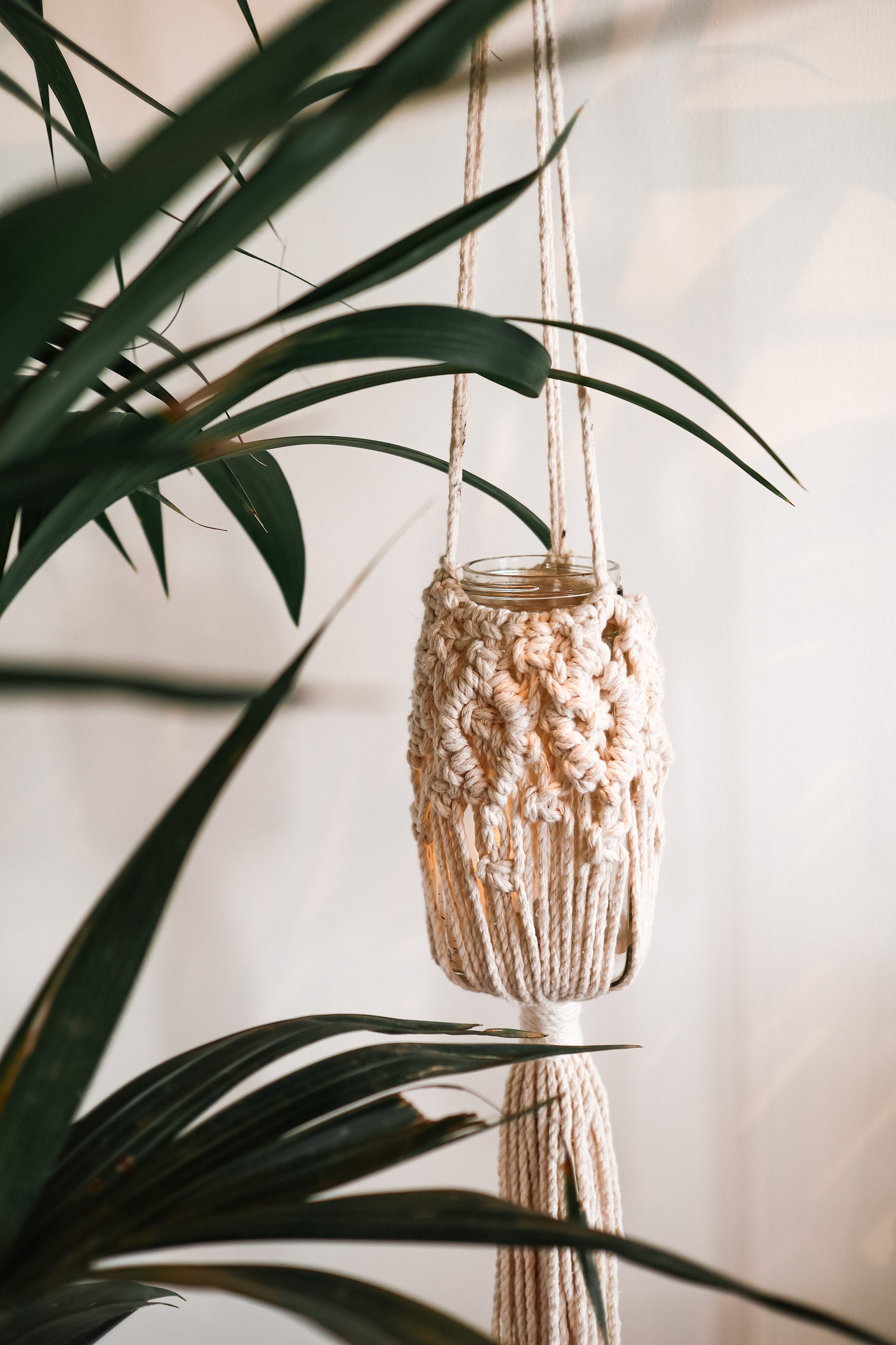 Macrame hanging tea light candle holder tealighters Boho Etsy