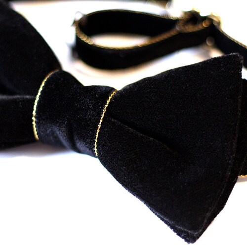 Black and Gold Bow Tie Black Velvet Bow Tie Black Tie Event Etsy