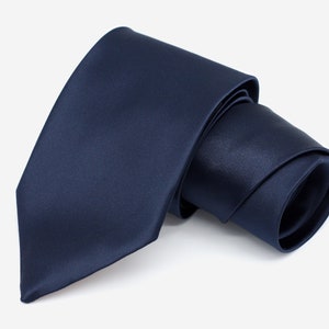 Navy Blue Italian Satin Tie: Copper Lined Wedding Necktie