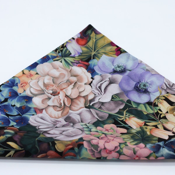 Floral Pocket Square in Multi, Liberty of London, Rose Gold, Grey, Lavender Reversible Pocket Square