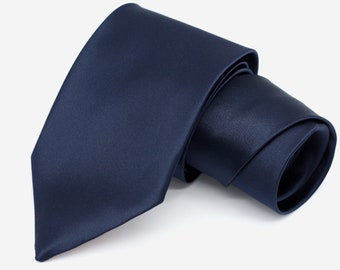 Navy Blue Tie, Italian Satin, Navy Blue Wedding Neck Ties, Rich Dark Blue and Copper Ties, Groom, Groomsmen, Handmade in Toronto