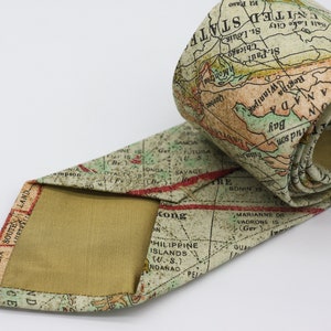 World Map Neck Tie, Traveler's Gift, Japanese Cotton