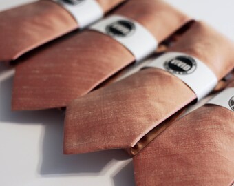 Rose Gold Neck Tie ( Copper Rose Gold / Rosewood ), Raw Silk Ties, Rose Gold Wedding Neck Ties, Groomsmen Ties