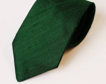 Emerald Green Neck Tie, Raw Silk Ties, Dark Green Wedding Neck Ties, Green Tie, Emerald Wedding, Groomsmen Ties