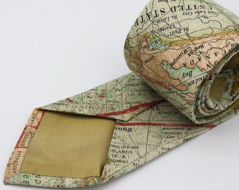 Wereldkaart stropdas, cadeau van de reiziger, Japans katoen