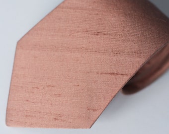 Rose Gold Tie, Raw Silk Ties, Rose Gold Wedding Neck Ties, Blush Tie, Rosewood Ties, Groomsmen Ties, True Rose Gold