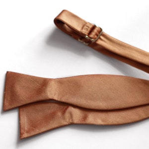 Copper Bow Tie, Raw Silk Bowties, Metallic Bow Tie, Copper Wedding, Dark Rose Gold Tie, Groomsmen Bow Ties, Selftie imagem 1