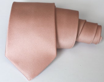 Rose Gold Tie - Italian Satin - Rose Gold Wedding Neck Ties - Blush Tie - Blush Pink Ties - Groomsmen Ties - True Rose Gold -Satin Neck Ties