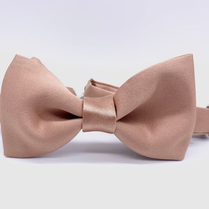 Rose Gold Bow Tie, Italian Satin, Rose Gold Wedding Ties, Blush Bow Tie, Groomsmen, True Rose Gold, Satin Bow ties - Selftie