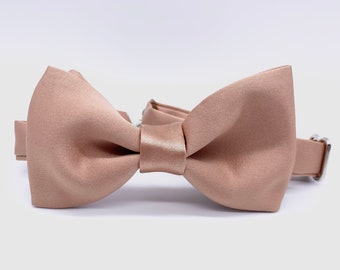 Rose Gold Bow Tie, Italian Satin, Rose Gold Wedding Ties, Blush Bow Tie, Groomsmen, True Rose Gold, Satin Bow ties - Selftie