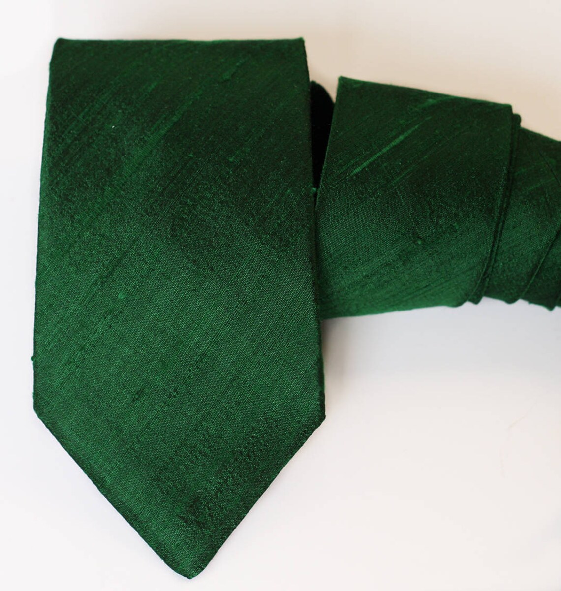 Emerald Green Neck Tie Raw Silk Ties Dark Green Wedding Neck Etsy Canada