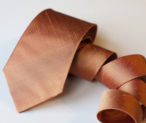 Copper Neck Tie Raw Silk Ties Metallic Tie Copper Wedding - Etsy Singapore