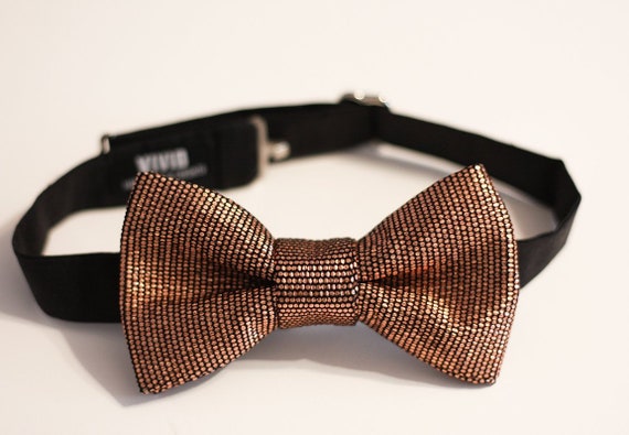 Black Tie, Black Velvet, Rose Gold Sequin Sparkle Bow with ruffle beaded trim Black Velvet Rose Gold Sequin Bow Tie – STYLISH by S&S main image 3