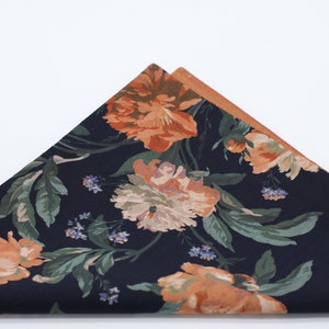 Liberty London Floral Pocket Square: Black & Copper Wedding, Groom, Groomsmen