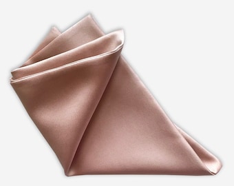 Hand-Stitched Rose Gold Italian Satin Pocket Square