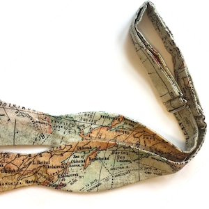 World Map Bow Tie Selftie Japanese Cotton, Freestyle Bow Tie