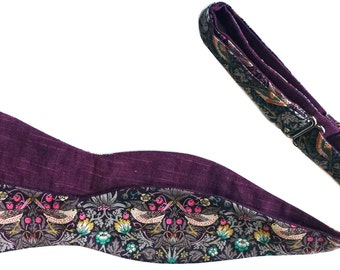 Bow Tie Liberty of London, Strawberry Thief Purple Bow Tie, Freestyle Bow Tie