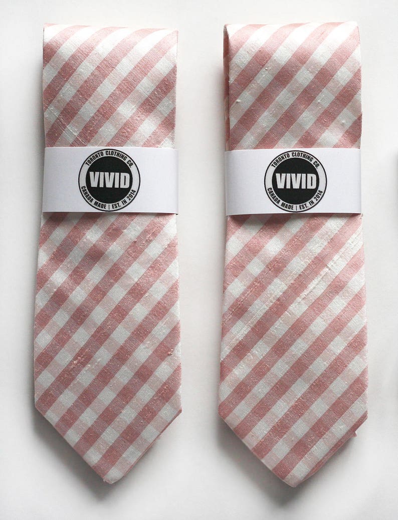 Dusty Pink Gingham Tie Raw Silk Ties Blush Wedding Neck Etsy Canada