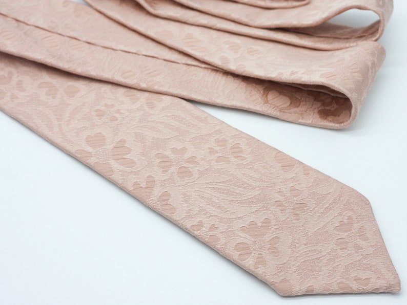 Rose Gold Floral Tie, Floral Brocade, Tone on Tone, Rose Gold Wedding Neck Ties, Blush Tie, Blush Pink Ties, True Rose Gold image 2