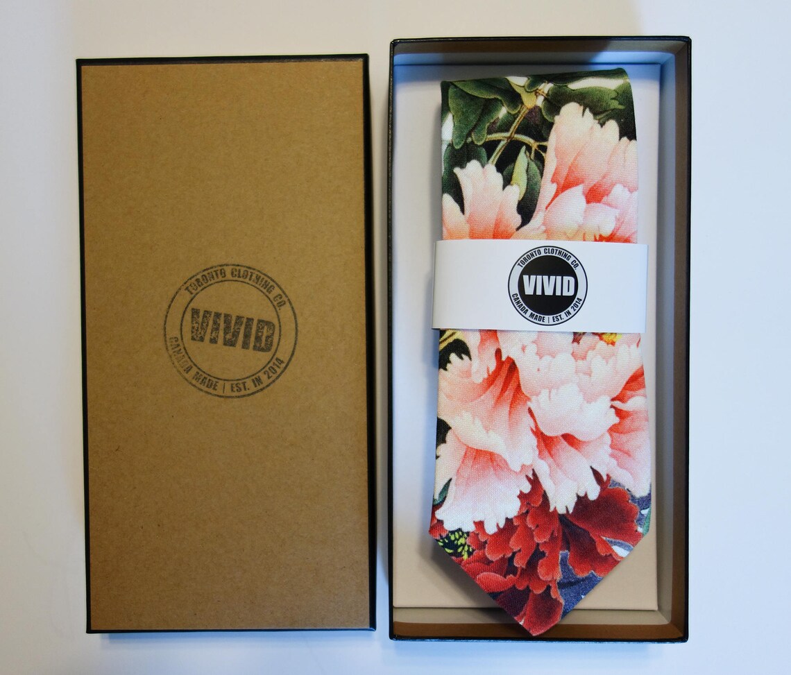 Floral Neck Tie Italian Linen Tie Red Green Pink White - Etsy