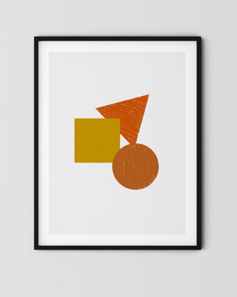 Geometric Wall Art Set Printable Set of 3 Burnt Orange Wall Etsy