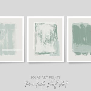 Sage Green Wall Art Set of 3 Prints, Printable Japandi Artwork, 3 Piece ...