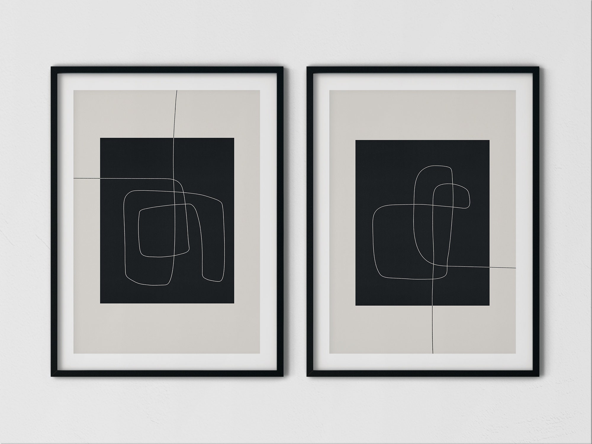 Printable Black and White Print Set of 2 Pair of Minimalist | Etsy