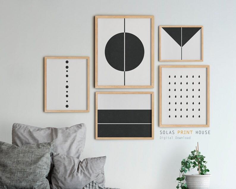 5 Piece Wall Art Printable Art Geometric Wall Art Gallery | Etsy