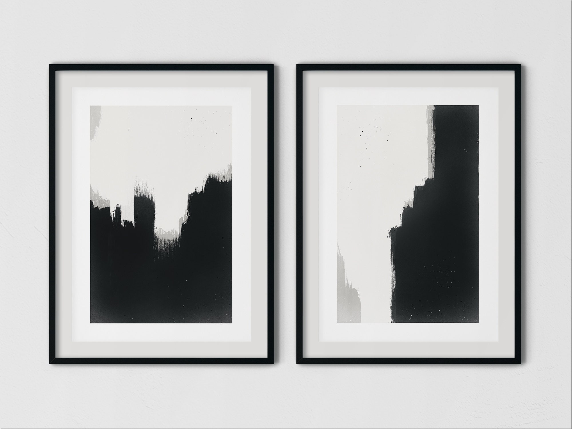 Printable Black and White Abstract Art Print Set of 2 Neutral | Etsy