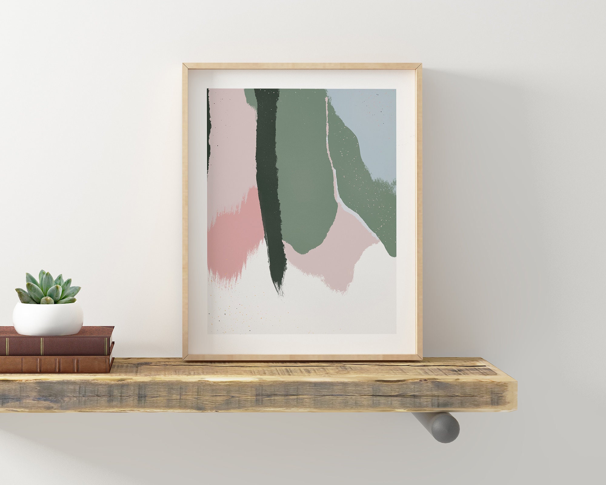 Pink and Green Abstract Wall Art Printable Art Blush Pink & Etsy.de