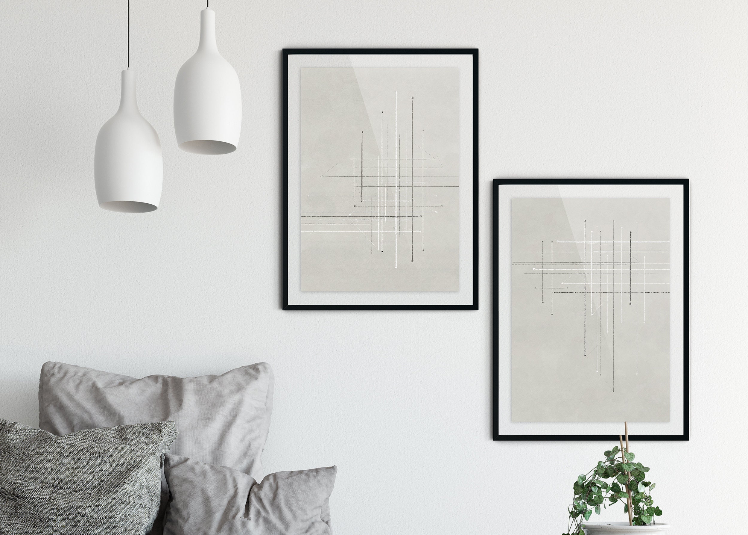 Neutral Wall Art Set of 2 Prints Printable Wall Art 2 Piece Etsy
