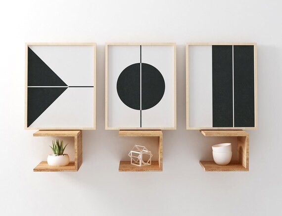 Black and White Print Set of 3 Printable Art Minimalist | Etsy