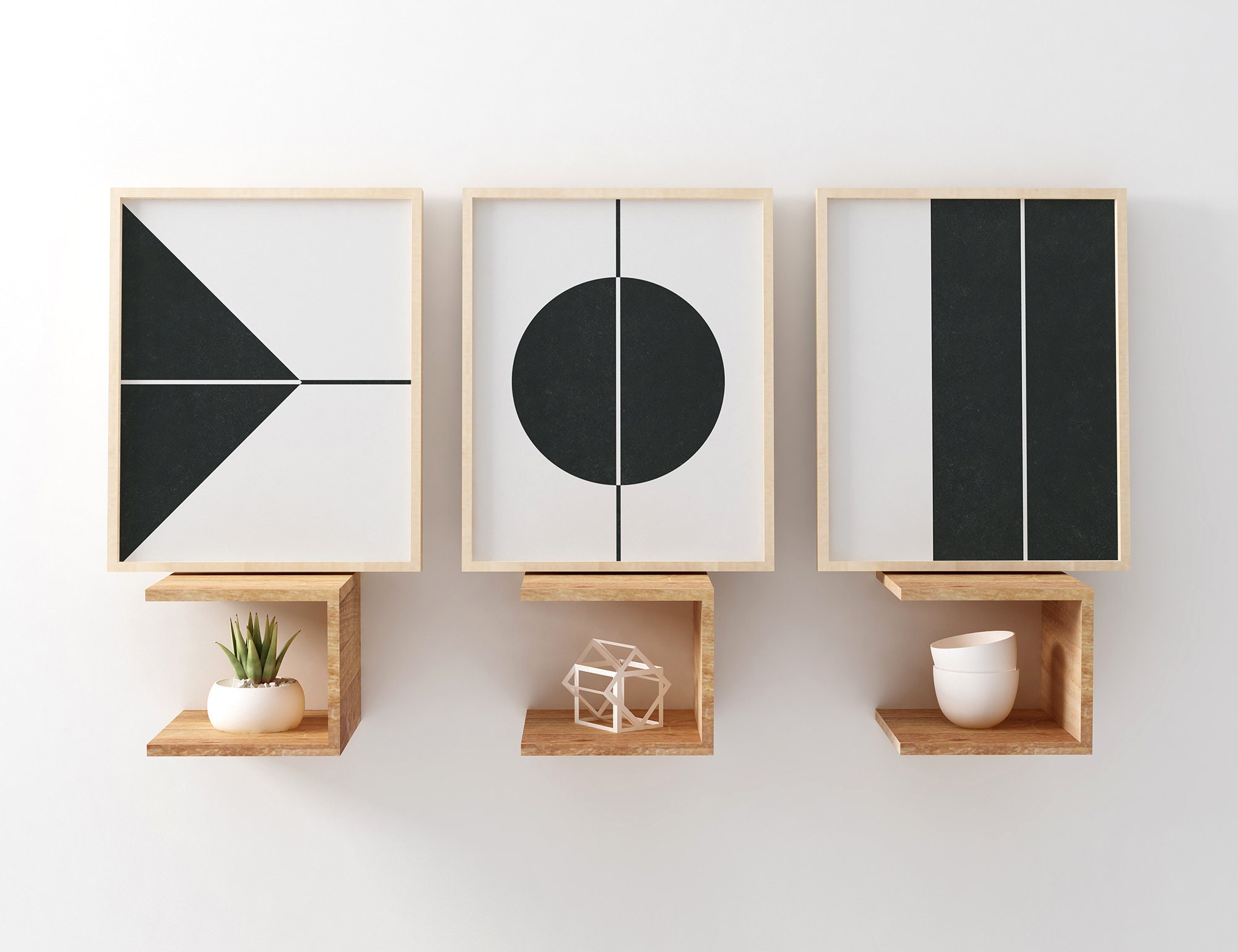 Black and White Print Set of 3 Printable Art Minimalist | Etsy