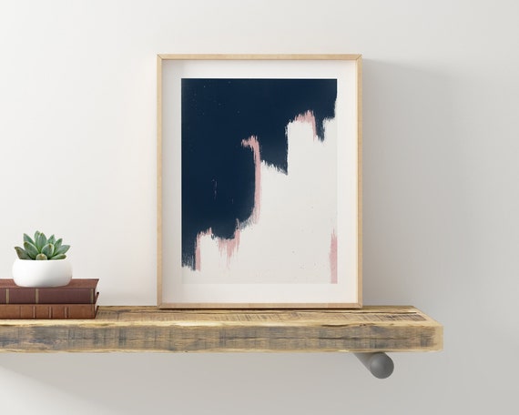 Digital Download Pink and Navy Wall Art Print Navy Blue Abstract Wall ...