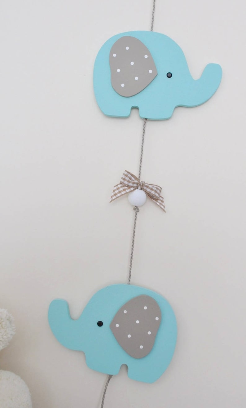 First name frame garland, personalized frame, wooden mint green elephant decoration for children's room image 5
