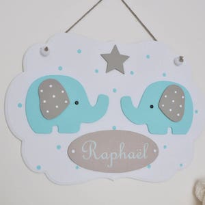 First name frame garland, personalized frame, wooden mint green elephant decoration for children's room image 4
