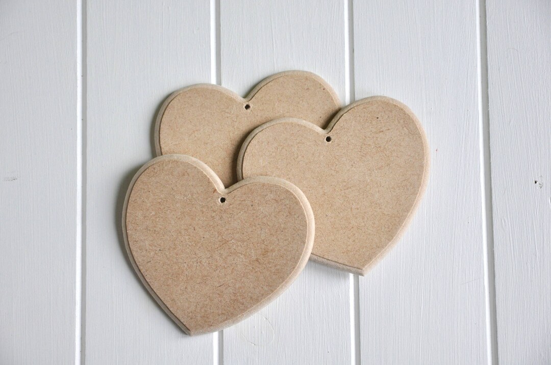 Juego de 3 cajas de madera corazon- para decorar con materiales