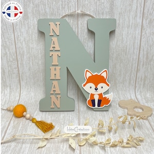 Letra de madera Nombre inicial y completo, Altura 25cm, modelo "animales"