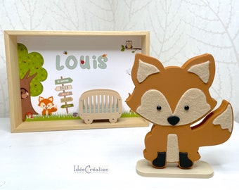 Painted wooden fox, for a child's bedroom decoration