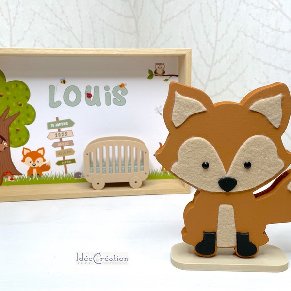 Painted wooden fox, for a child's bedroom decoration