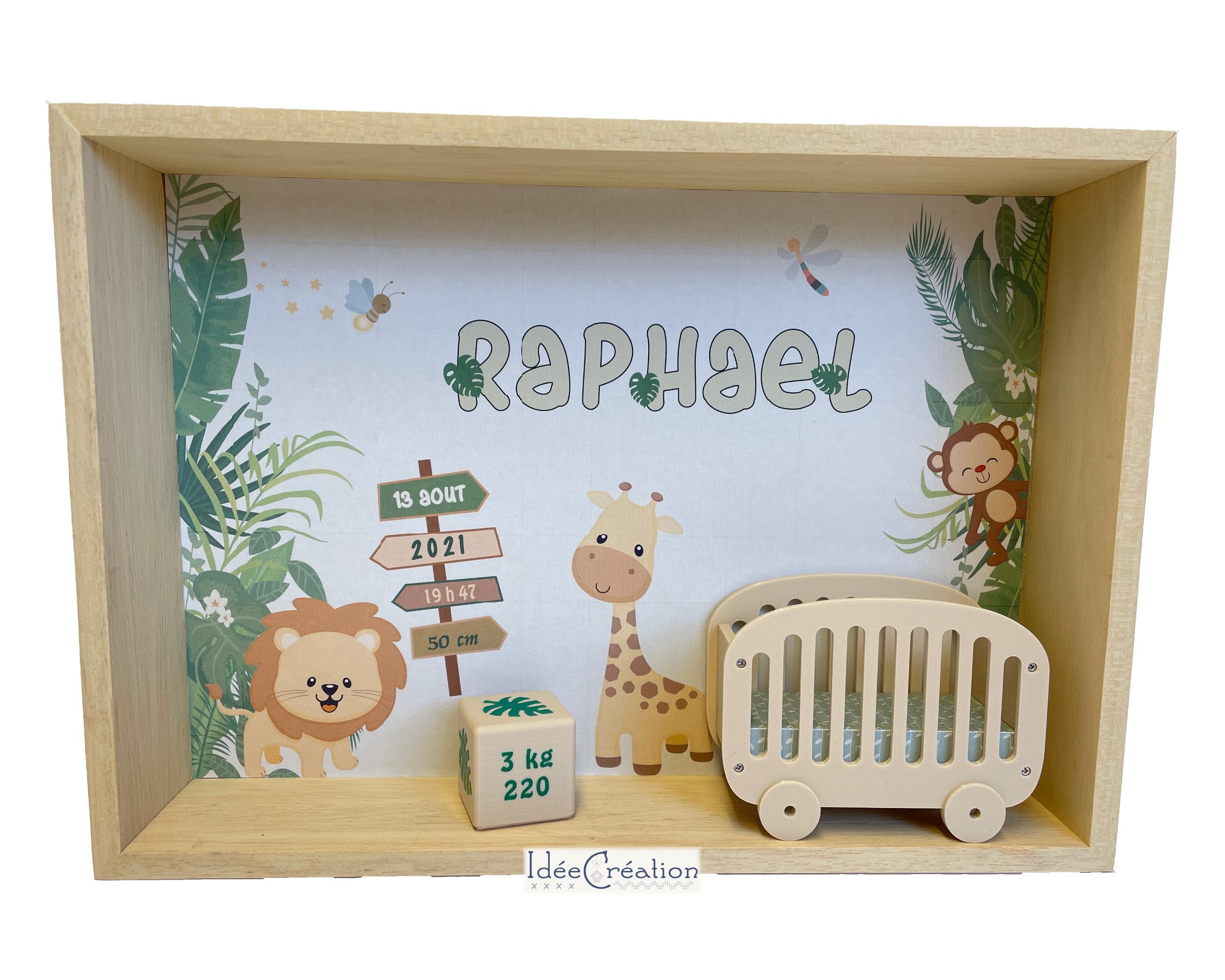 Cadre Prénom, Cadre Naissance Bebe Personnalisable, Vitrine Miniature Personnalisée Au Prénom de L'e