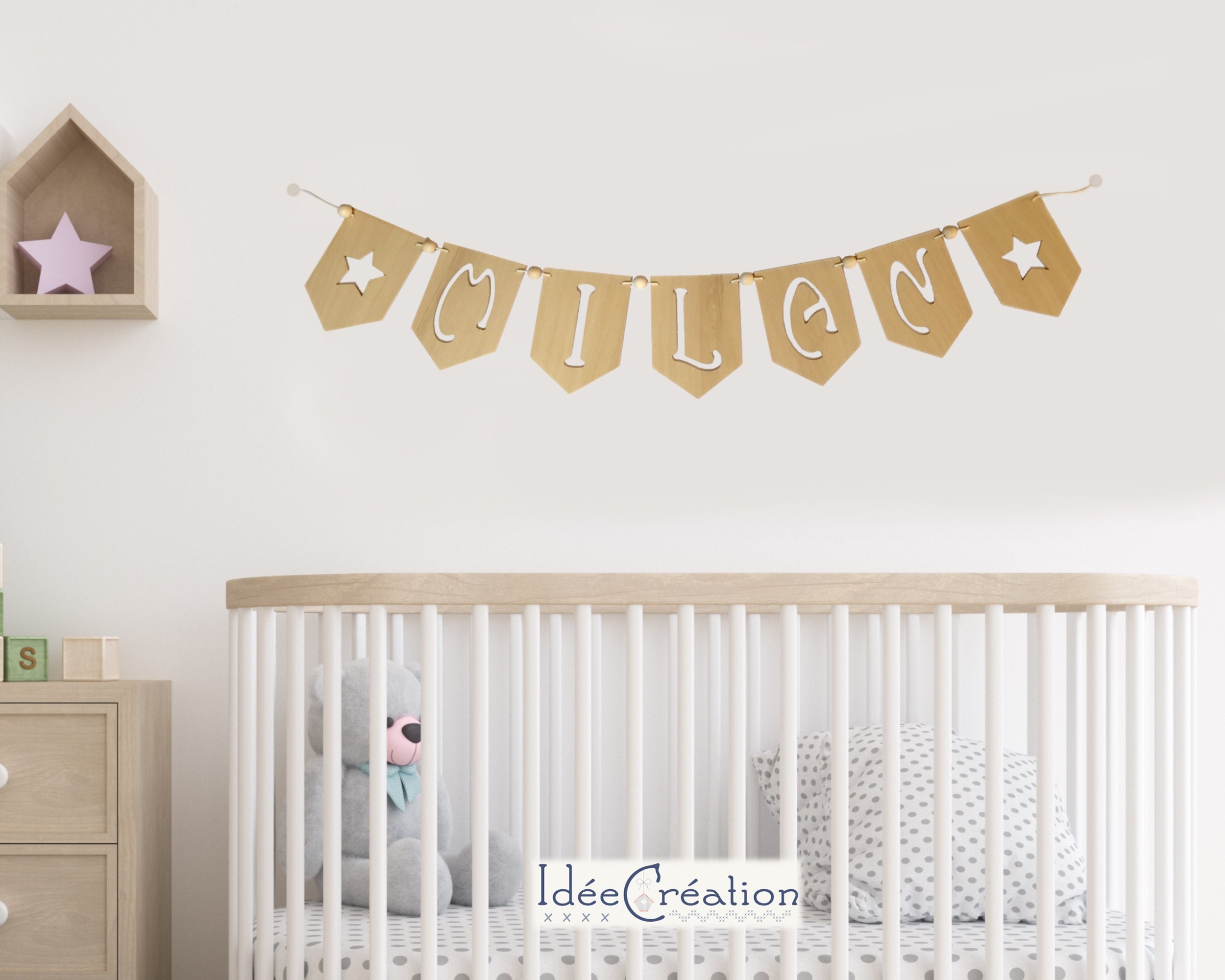 Guirlande Prénom en Bois Personnalisée Au de L'enfant