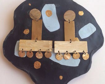 Brass 'Jazz' post earrings