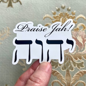Praise Jah Tetragrammaton magnet - white with black lettering, JW magnet