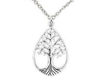 Sterling Silver Tear Drop Tree of Life Pendant  (P1053)