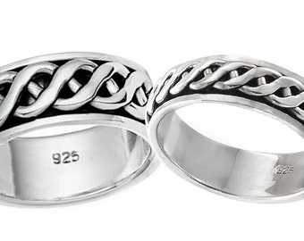 BySilverStone Trinity Celtic Knot Men's Band Ring - Handmade Sterling Silver Triquetra Wedding Ring, Stackable Mythology Ring - View #2