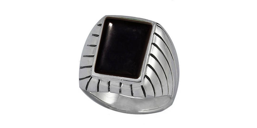 Sterling Silver Genuine Black Onyx Men's Ring (R453-BO) - Etsy