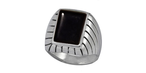 【限定品】 Onyx Black Genuine Silver Sterling Men's Etsy - (R453-BO) Ring アクセサリー