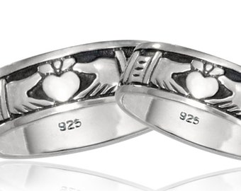 Sterling Silver Men's and Women's Claddagh Bands (R294)